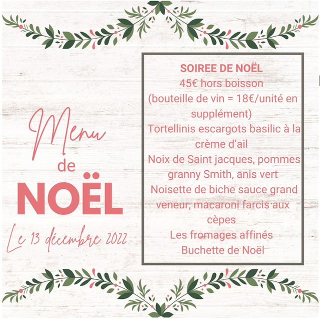 Lire la suite à propos de l’article Menu de Noël au lycée hôtelier d&rsquo;Étiolles Château des Coudraies